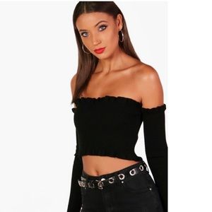 Off the shoulder thick cropped sweater